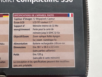Rollei Compactline 350 Appareil photo numérique 12 Mpix Mauve neuve