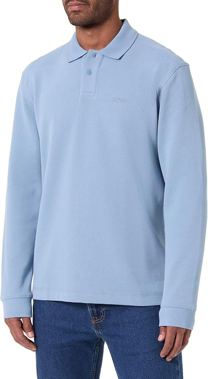 BOSS Hommes Petempestolong Polo en Coton mélangé à la Structure gaufrée