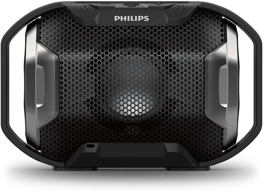 Philips Audio Enceinte Bluetooth portable SB300B/00 (Basses volumineuses, Bluetooth, lumière multicolore, fonction mains-libres, anti-chocs et étanche) Noir