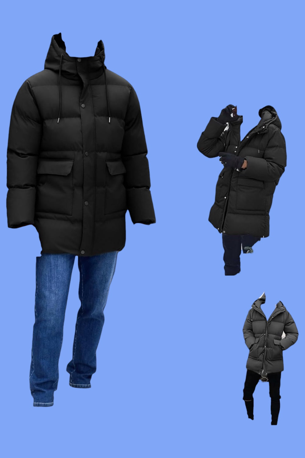 Xnova Manteaux Homme Hiver Décontracté Thermique mi-long Veste avec Capuche Jacket Coupe-vent Manteau Chaude Parka imperméable