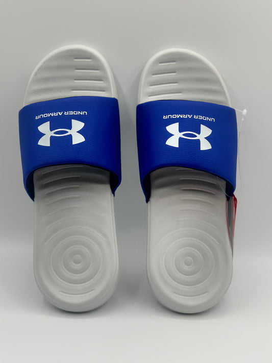 Claquettes Homme - UNDER ARMOUR - Gris chiné/bleu royal - Lanière fixe avec mousse