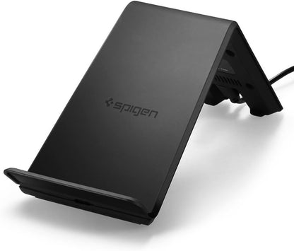 Spigen Chargeur Rapide sans Fil Stand, Certifie Qi 10W, IP Technology, Compatible avec Smartphone Chargement Qi pour iPhone 5W, Galaxy 10W