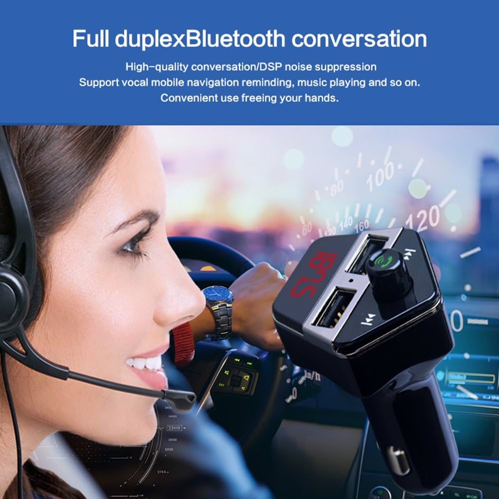 Émetteur FM Bluetooth, adaptateur radio multifonctionnel pour voiture avec double port de charge USB 5 V CC/2,5 A