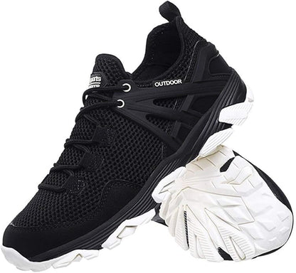 Chaussures de randonnée pour hommes Baskets d'extérieur Baskets antidérapantes légères pour le trekking Chaussures de sport de camping, noir/blanc