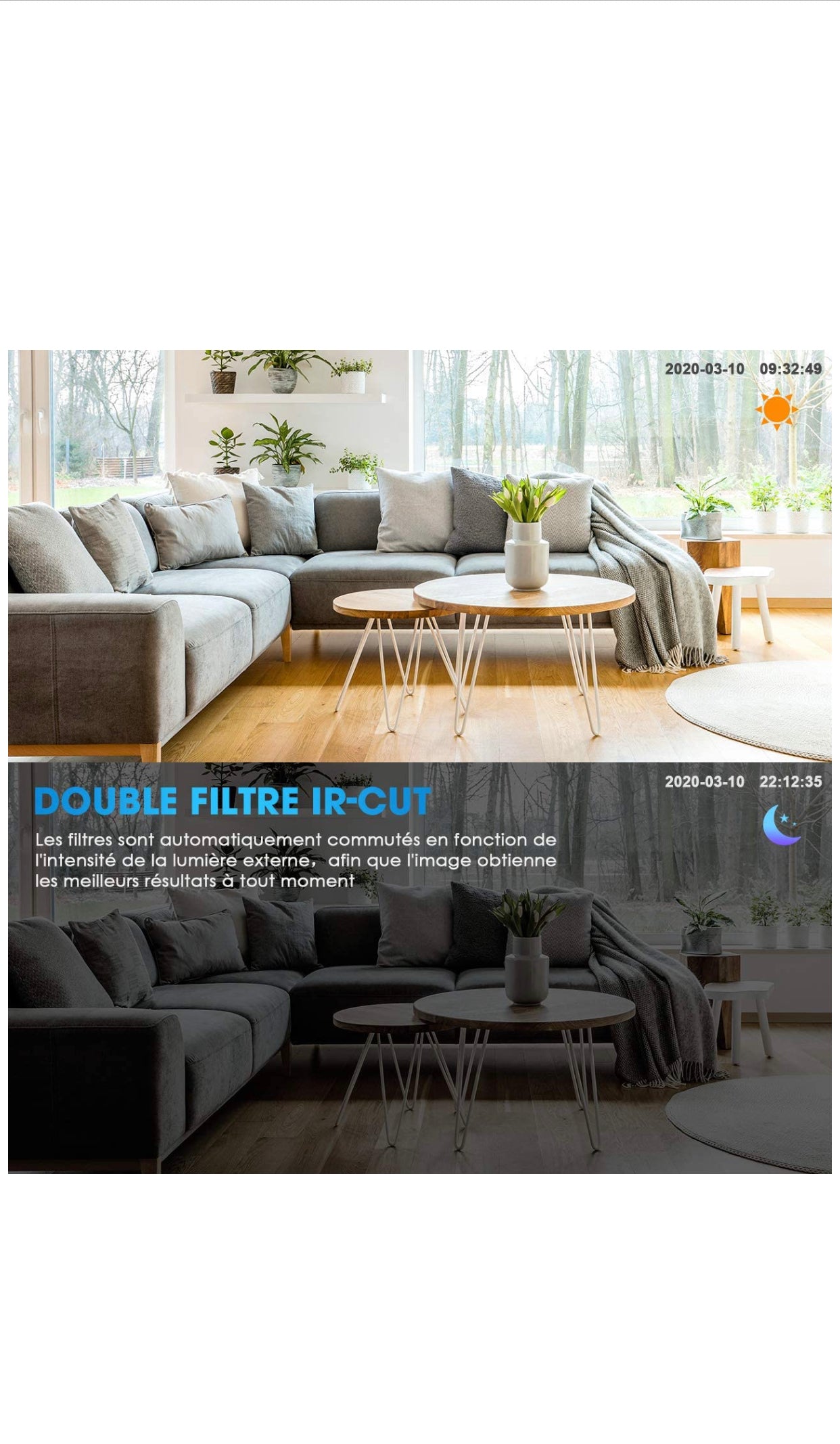 Caméra Surveillance WiFi 1080P FHD, Moniteur bébé, Caméra IP sans Fil /Audio Bidirectionnel