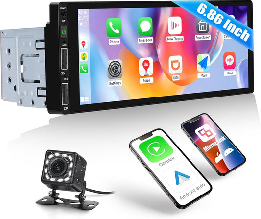 Autoradio androïde auto/ CarPlay 1 DIN avec Bluetooth Mains Libres, 6.86 Pouces UNIVERSEL neuf