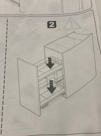 Rangement coulissant 2 paniers pour meuble l.30 cm (neuf)