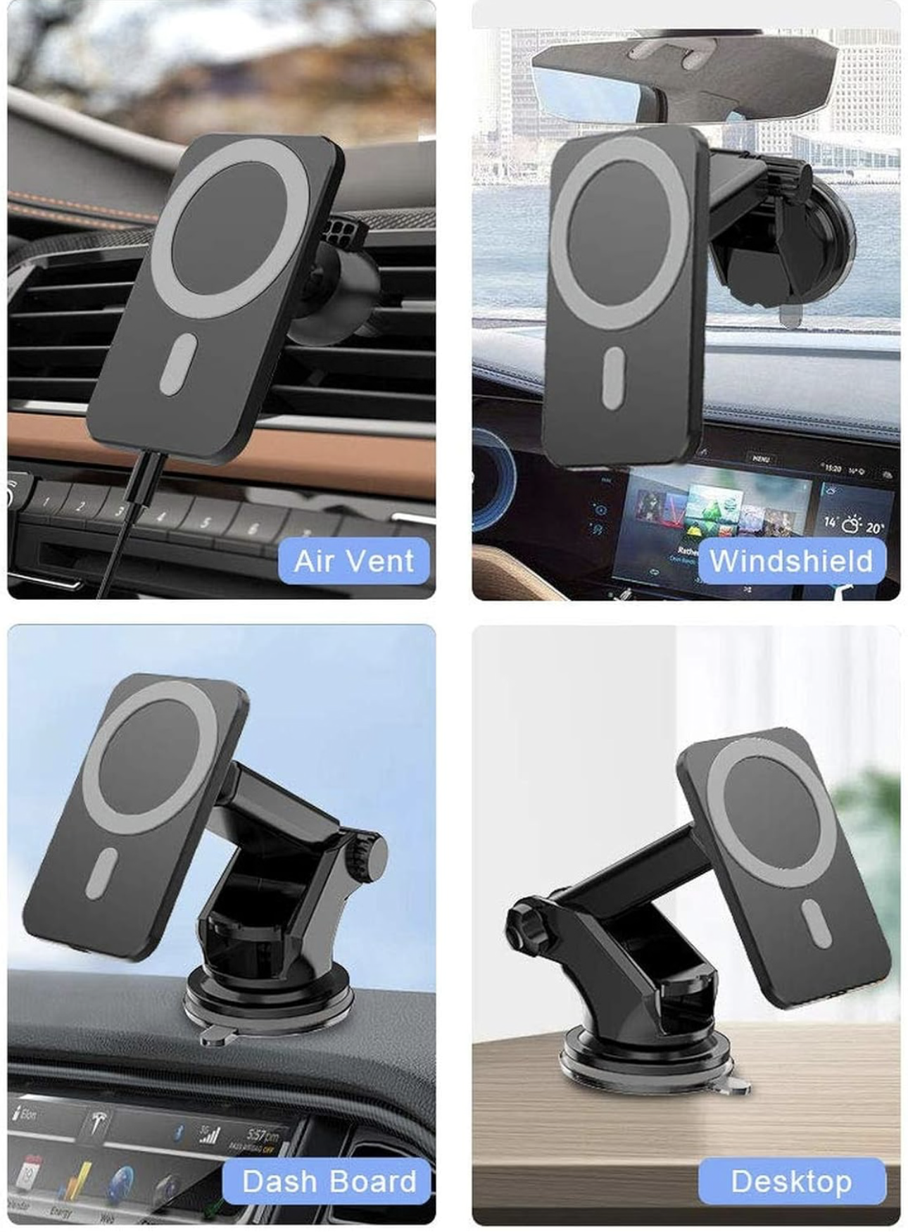 Support Magsafe 15W avec de Chargeur de Voiture sans Fil magnétique pour iPhone 13/12/14:15/16/17 Pro Max Mini avec Support de téléphone de Voiture Chargeur sans Fil à Charge Rapide