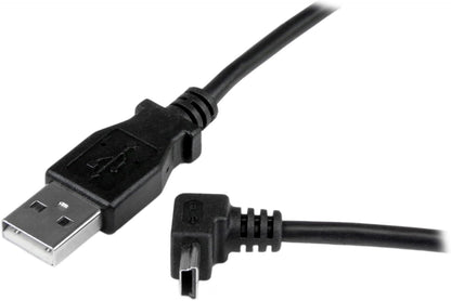StarTech.com Câble Mini USB 1 m - A vers Mini B coudé 90° vers le haut - Câble USB Mini B Angle Coude vers le haut - Noir 1m (USBAMB1MU)