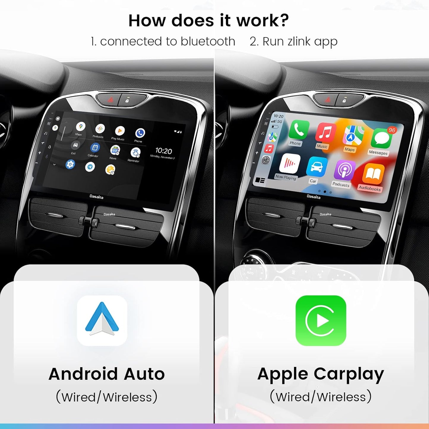 Dasaita Carradio Récepteur stéréo de Voiture Android 10 1 Din avec écran pour Renault Clio IV 4 RS 2012-2016 Audio avec écran tactile HD 1280 * 720 9 "Carplay Android Auto Bluetooth DSP GPS