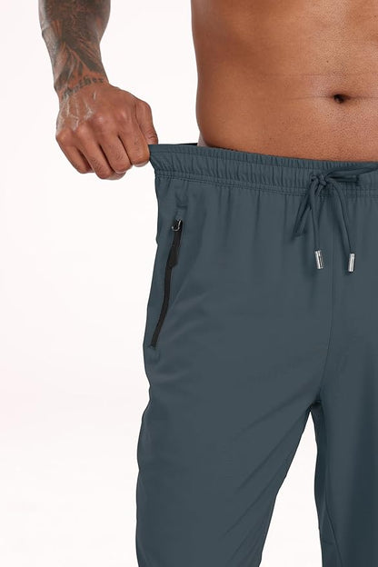Pantalon de jogging léger pour homme avec couture d'entrejambe de 76,2 cm avec 3 poches à fermeture éclair, séchage rapide, pantalon de course à pied, salle de sport