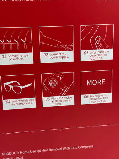 Épilateur Lumière Pulsée IPL Dépilation - Glace Refroidissement Sans Douleur & 1 Accessoire de Précision & 500000 Flashs pour Visage, Corps, le Maillot et les Aisselles, Laser Appareil Epilation