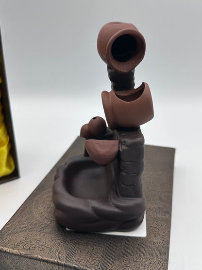 Porte-encens Citrouille Marron, Porte-encens en céramique avec 20 cônes d'encens à refoulement, refoulement d'encens pour brûleur d'encens à refoulement