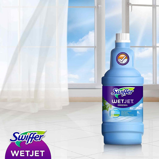 Swiffer WetJet Nettoyant Sol pour Balai Spray, Vent de Fraicheur, 5L (4 unités x 1.25L), Nettoyant