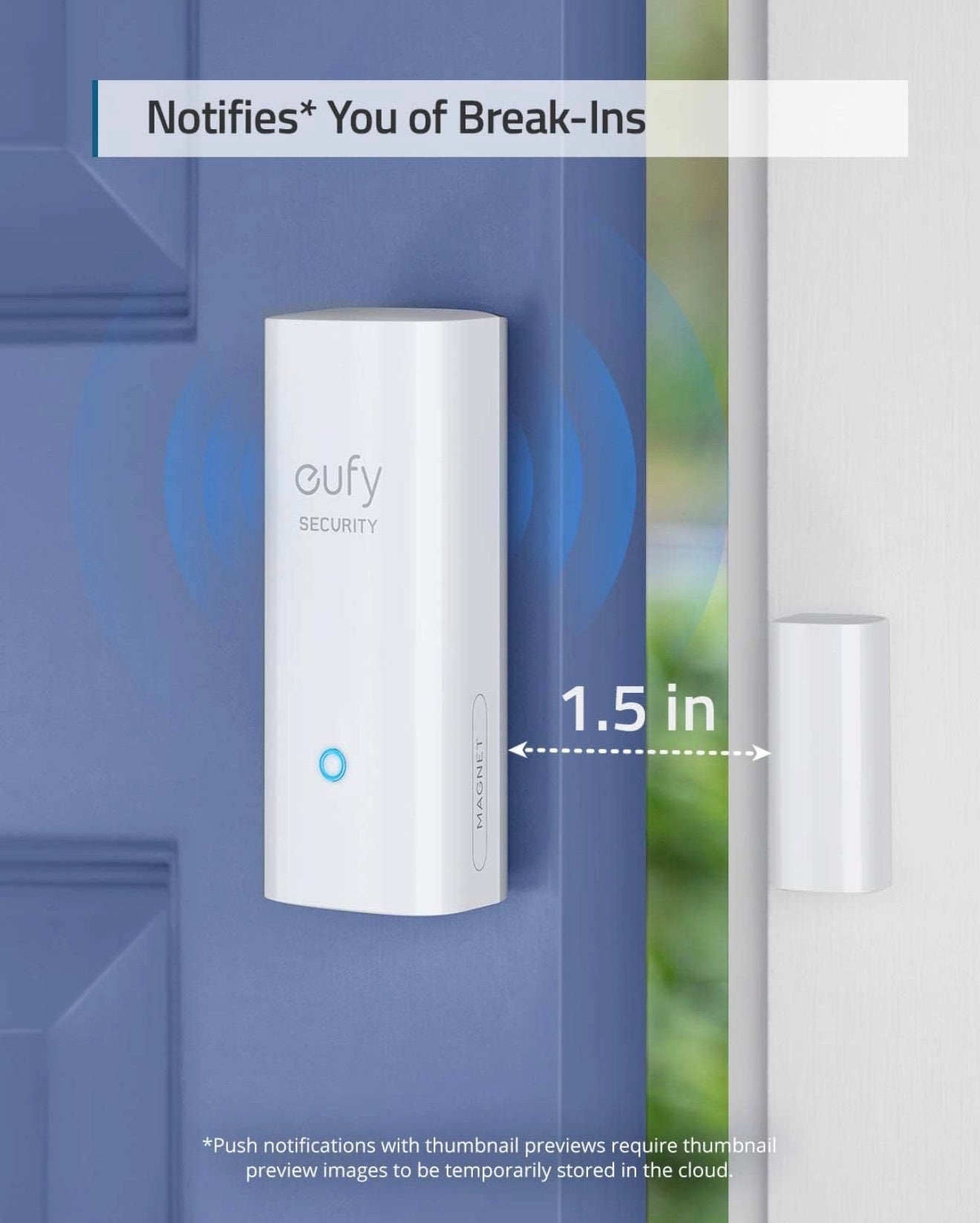eufy Security, Capteur d'entrée eufy Security - Détecteur pour Portes et fenêtres avec Alarme, alertes sur Application Android/iOS, 2 Ans d'autonomie - Nécessite eufy HomeBase ou HomeBase E