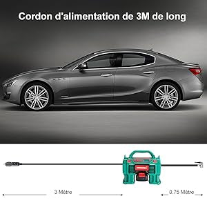 Compresseur d'air Portatif 18V HYCHIKA, Alimenté par 2A Batterie/Allume Cigare 2x2ah + chargeur neuf