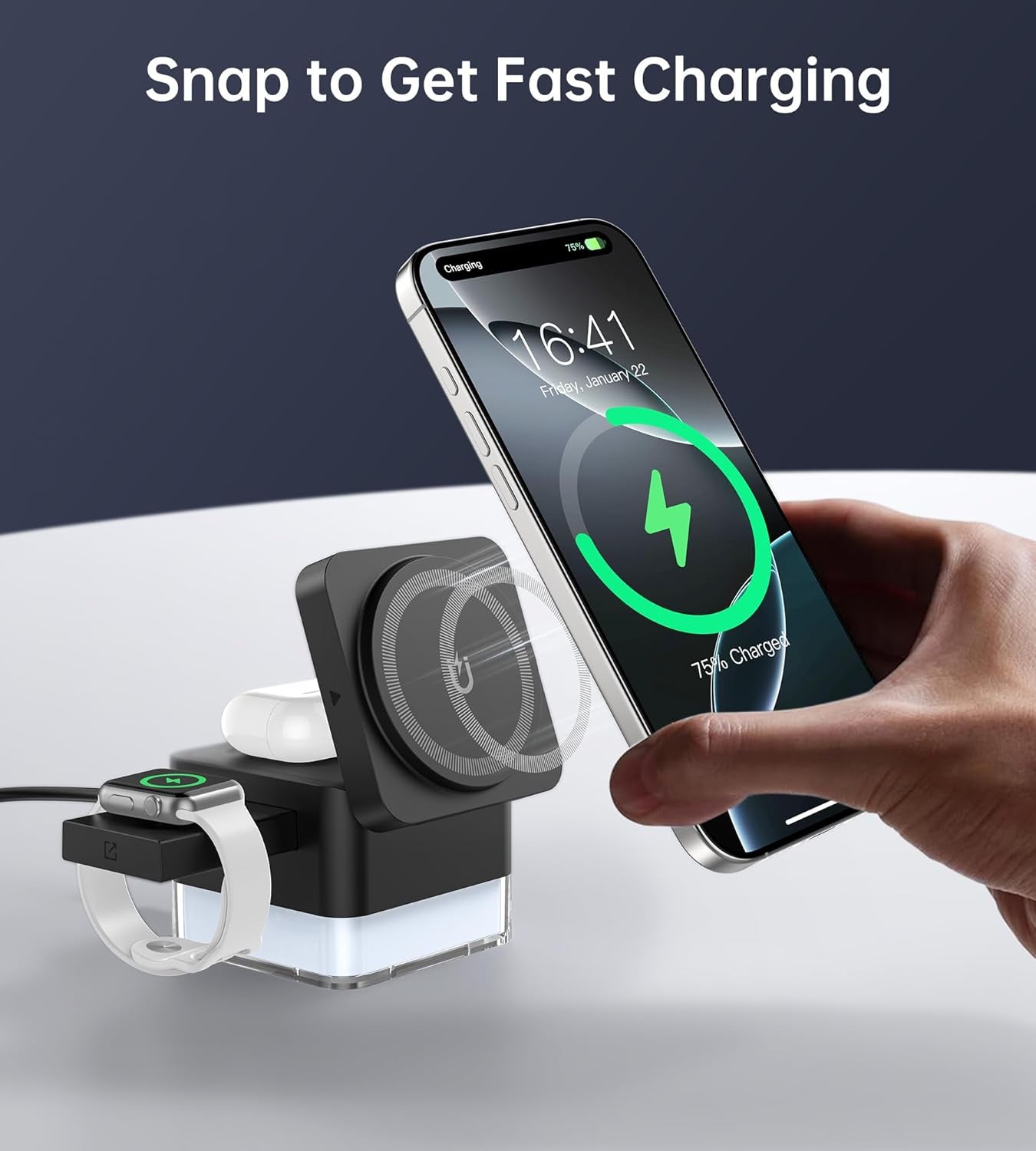 Station de charge 3 en 1 compatible avec Magsafe - Chargeur sans fil pour iPhone 16/16 Pro/16 Pro Max/15/14/13/12, AirPods 3/2/Pro