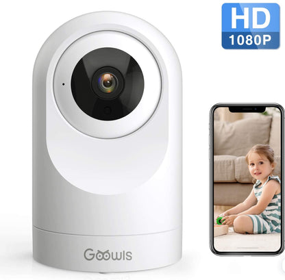 Caméra WiFi pour la sécurité domestique 1080P Pan/Tilt 2.4GHz pour moniteur bébé/animal de compagnie/nounou Vision nocturne Détection de mouvement Audio bidirectionnel Fonctionne avec Alexa