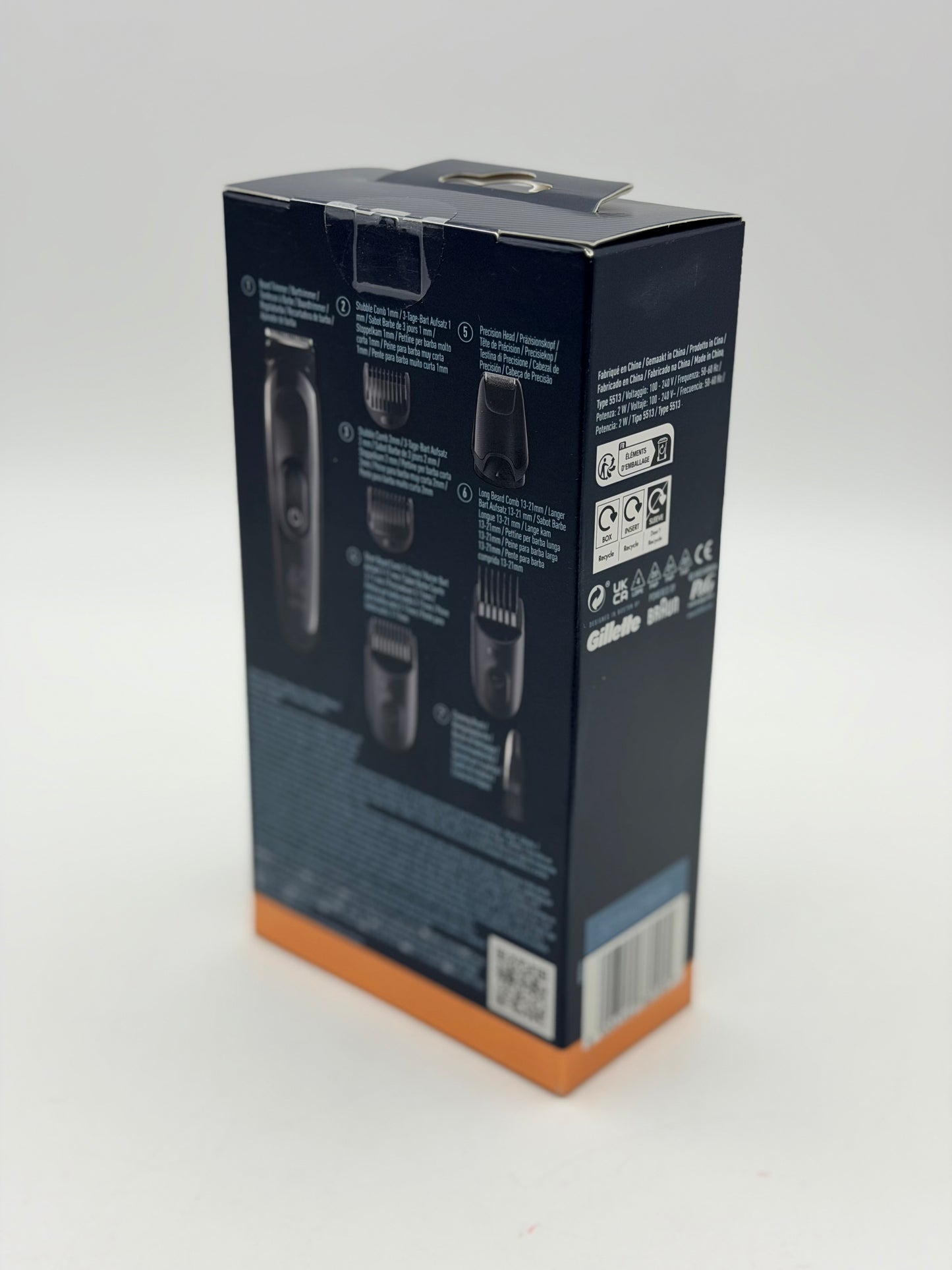 Gillette King C Tondeuse Electrique Pour Hommes, Sans Fil Avec Lames Affûtées Inusables, Tête Lavable, Coffret Avec 4 Sabots Différents Pour Rasage De La Barbe De 3 Jours, Courte, Moyenne Et Longue