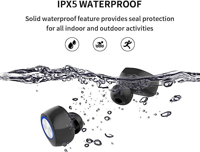 Écouteurs Bluetooth sans Fil 5.0 Réduction du Bruit Sports pour iOS Android Noir neuves