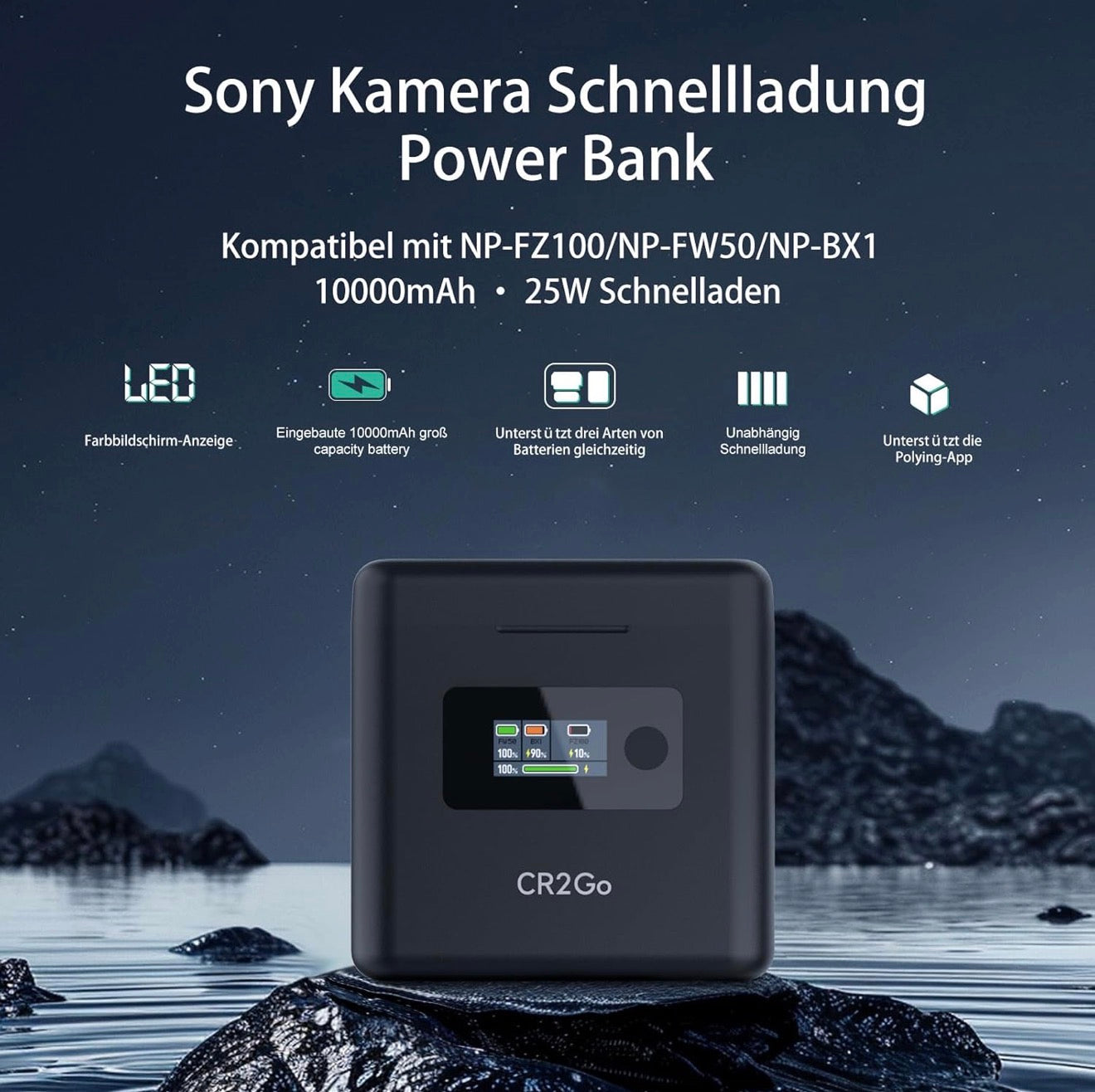 Chargeur rapide double pour batteries d'appareil photo Sony, USB Type-C, écran LCD intelligent, charge rapide, compatible avec Cyber-Shot DSC-RX100, DSC-RX100 II, LIMETA NP-FZ100 NP-FW50 NP-BX1