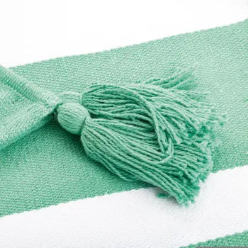 Plaid Slavia pompons, vert l.180 x L.220 cm