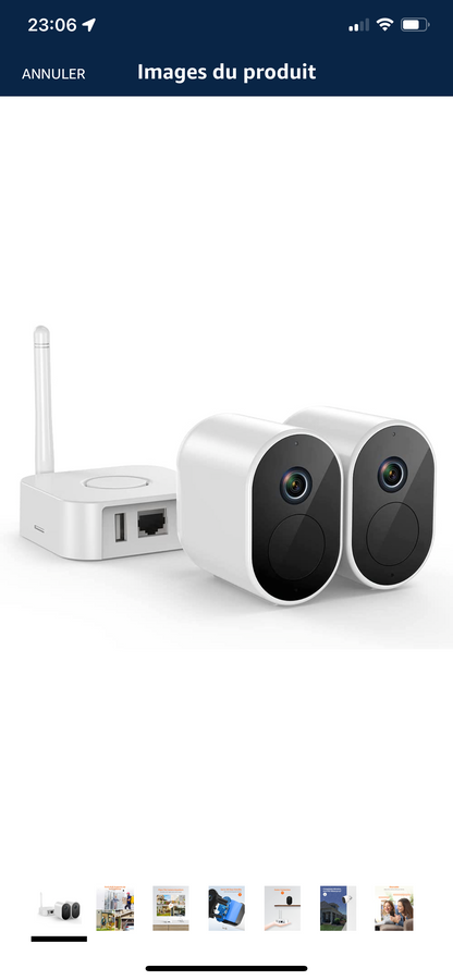 Caméra Surveillance WiFi Extérieure sans Fil, 2Cameras +Base, IP 1080P avec Reconnaissance Faciale