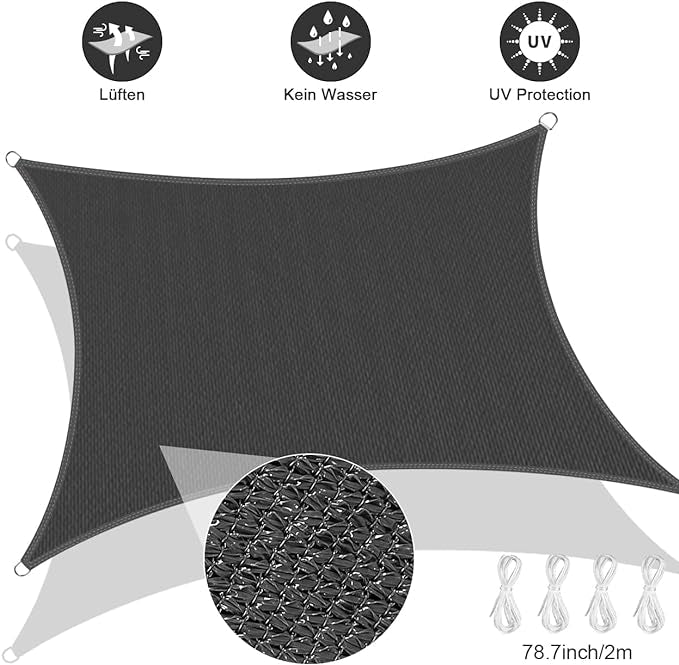 Voile d'Ombrage HDPE Rectangulaire 3x4M Rayons UV Résistante neuf