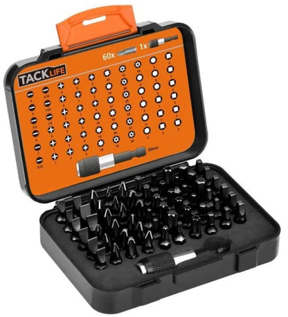 60 Pcs Jeu d'embouts de Vissage TACKLIFE, Magnétique, 60 Mèches et Rallonge de Porte-Embout, Jeu de Tournevis Portable PSDB1A