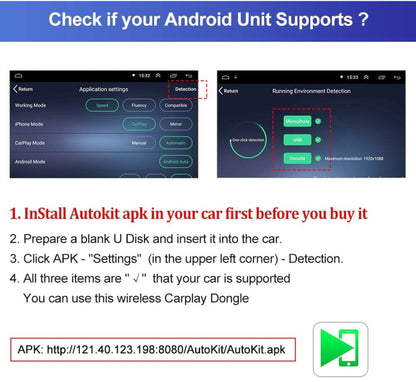 CarlinKit 2022 Nouveau CarPlay sans Fil and Filaire Android Auto Adaptateur,Applicable au système de Voiture Android de Rechange 5.0 ou supérieur(Veuillez Installer autokit.apk Avant d'acheter)