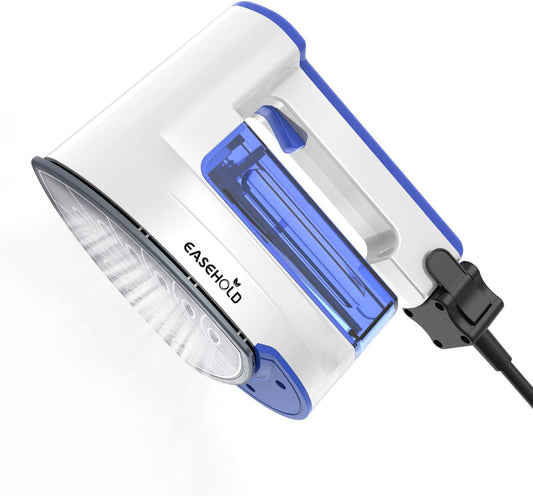 Fer à Repasser Défroisseur Vapeur Portable Voyage Electronique avec Fil Amovible Semelle en Céramique Anti-Adhésive Réchauffement Rapide Tissu Texitile - Bleu & Blanc