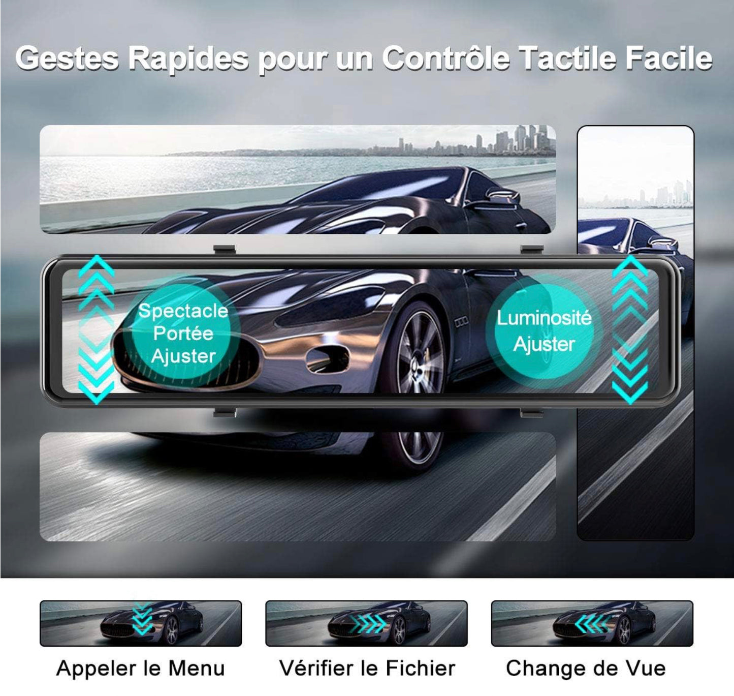 Dashcam de Voiture avec GPS, 2,5K Avant Arrière Ecran Tactile 12 Pouces 2560P Ultra HD neuve