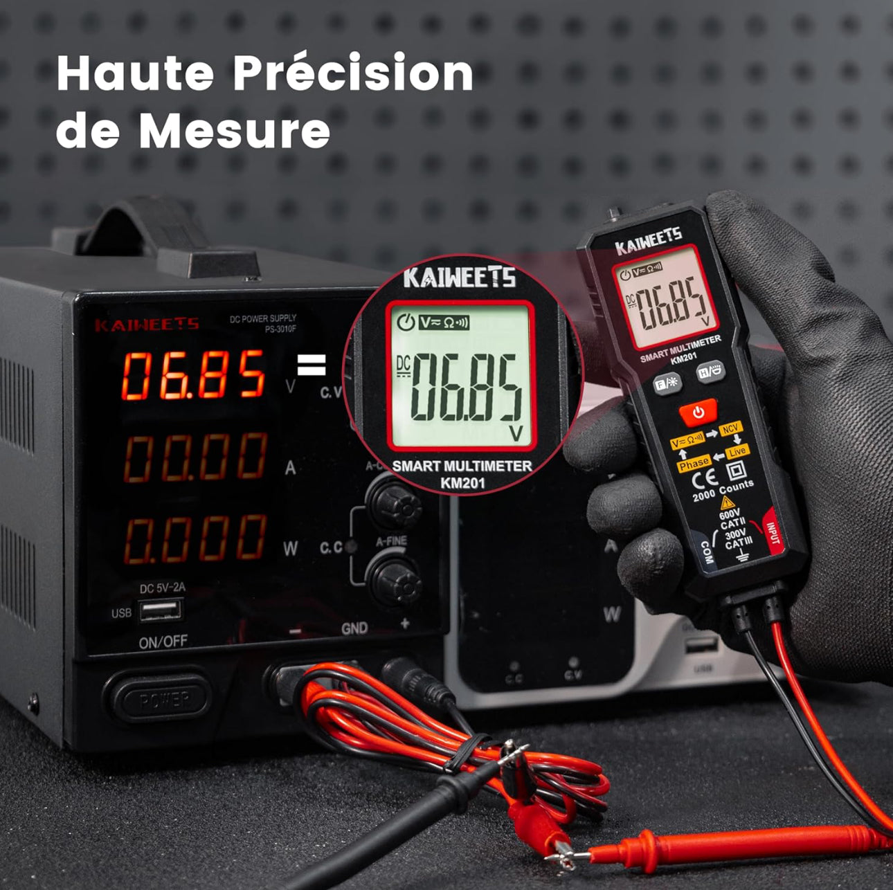 Multimètre Numérique, Multimètre Auto, Mesure Intelligente, Multimètre Professionnel, Testeur Electrique, Voltmetre, Mesure de Tension CA/CC, Résistance, Continuité et Séquence de Phase