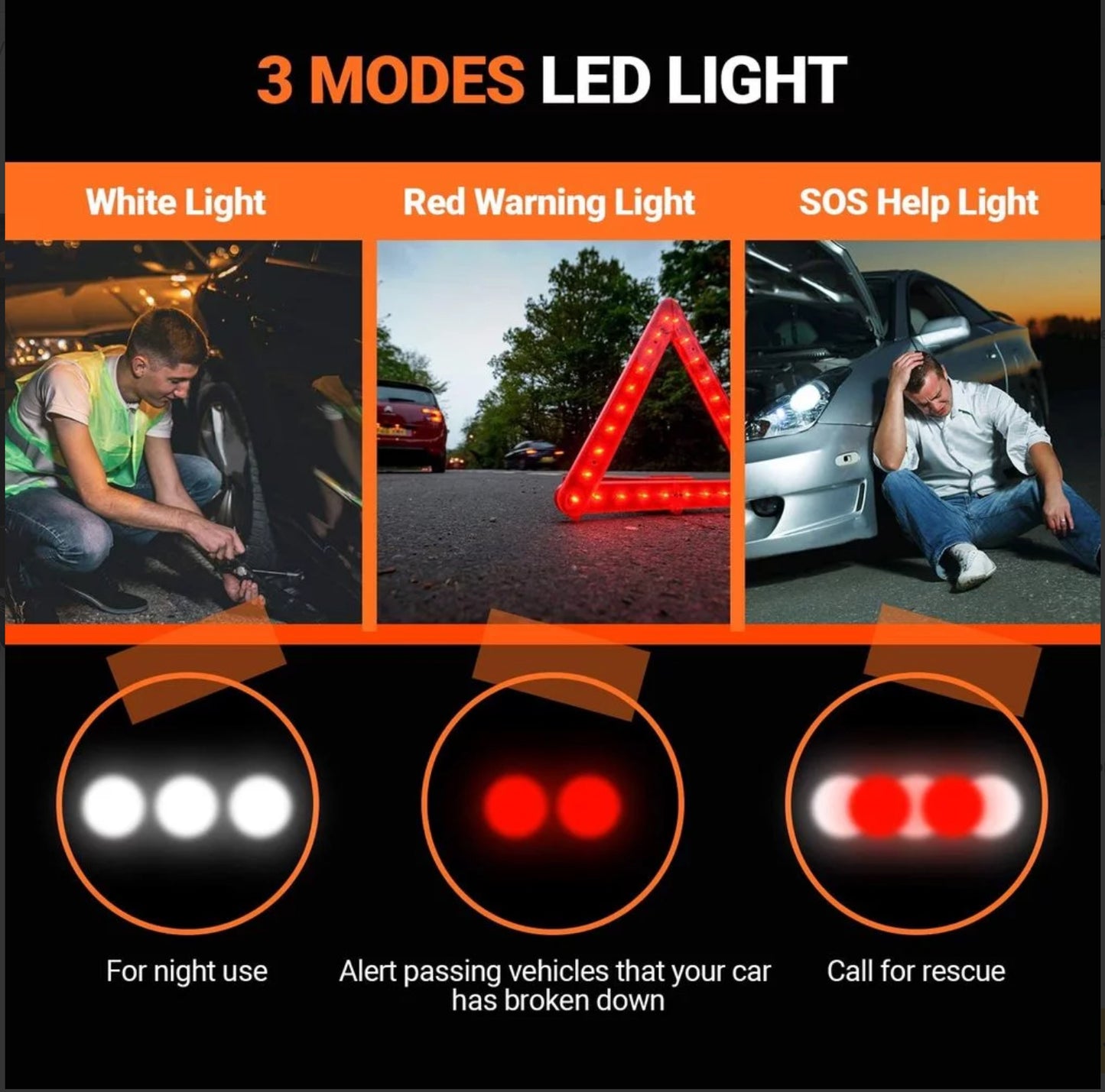 TACKLIFE Pneu De Voiture Gonfleur 12V DC Portable Compresseur D'air avec 3 LED Lumières neuf