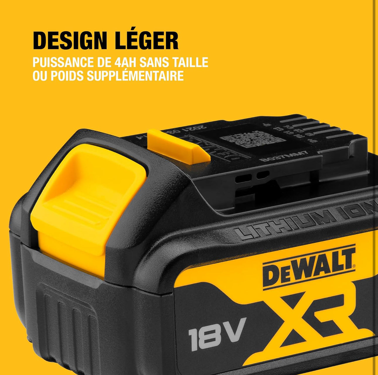 DEWALT - Batterie 4Ah XR 18V avec témoin de charge lumineux, DCB182-XJ