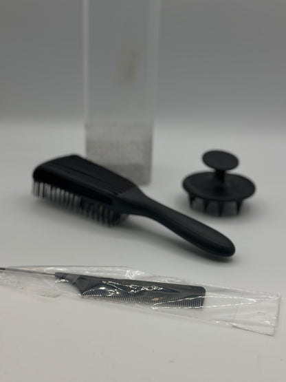 Kits 3 pièces peigne noir à huit griffes peigne en silicone souple pour cheveux bouclés secs et humides