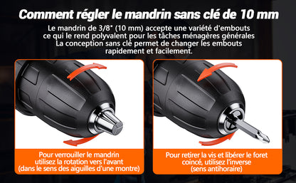 Perceuse Visseuse Devisseuse Sans Fil 12V, avec 2 Batteries et 25 Accessoires, 25Nm neuve