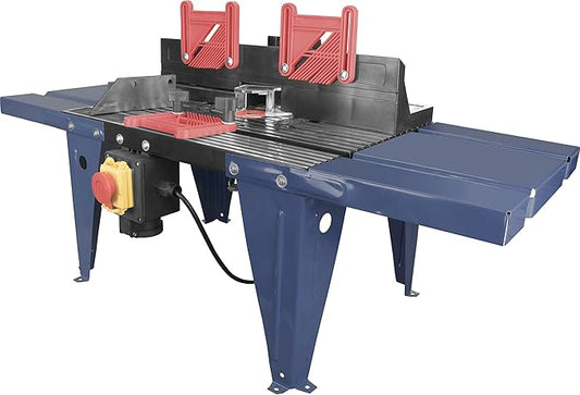 Table de fraisage supérieure Güde (en aluminium moulé sous pression avec rainures de guidage pour butée parallèle, butée d'angle, LxL : 45,4-86x33,4 cm, largeur de travail max. 20 cm, pour fraiseuses avec panier de fraisage ø jusqu'à 15,5 cm)