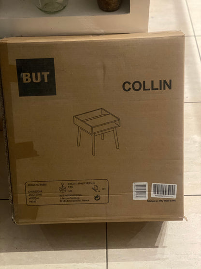 Bout de canapé scandinave sérigraphié gris/chêne À Monter Soit Même