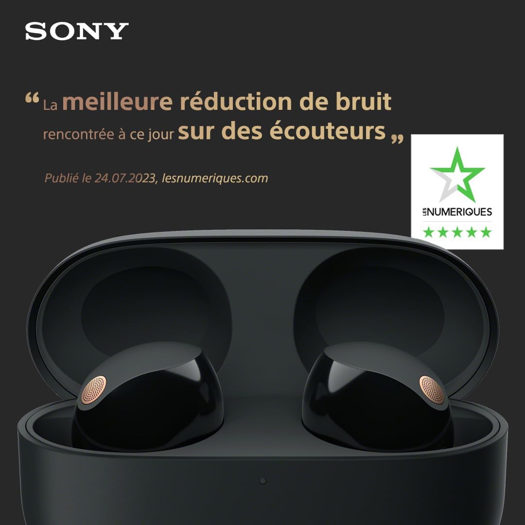 Sony WF-1000XM5 écouteurs sans Fil à réduction de Bruit, Bluetooth, Intra-Auriculaires avec Micro, 36 Heures d'autonomie, Charge Rapide, IPX4, Compatible iOS et Android - Noir