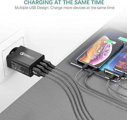 Chargeur Secteur USB, QC 3.0 30W/6A 4 Ports, Quick Charge 3.0