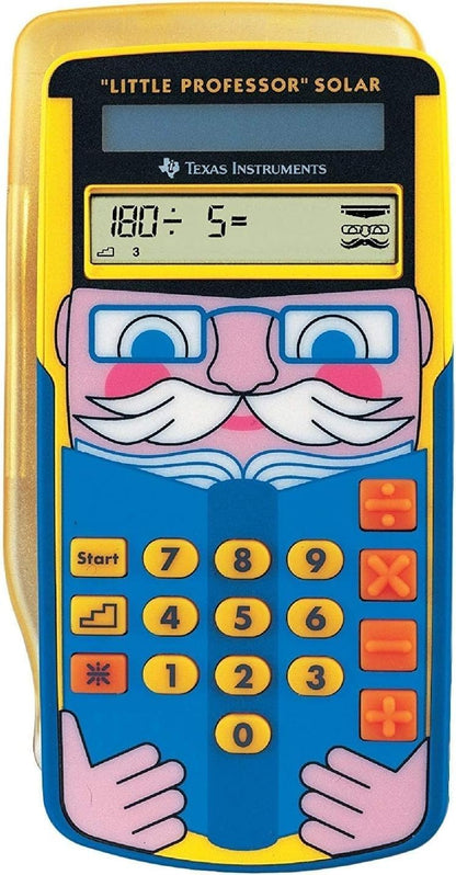 Texas Instruments LPROFSOLAR Little Professor Calculatrice solaire d'apprentissage,jaune,bleu