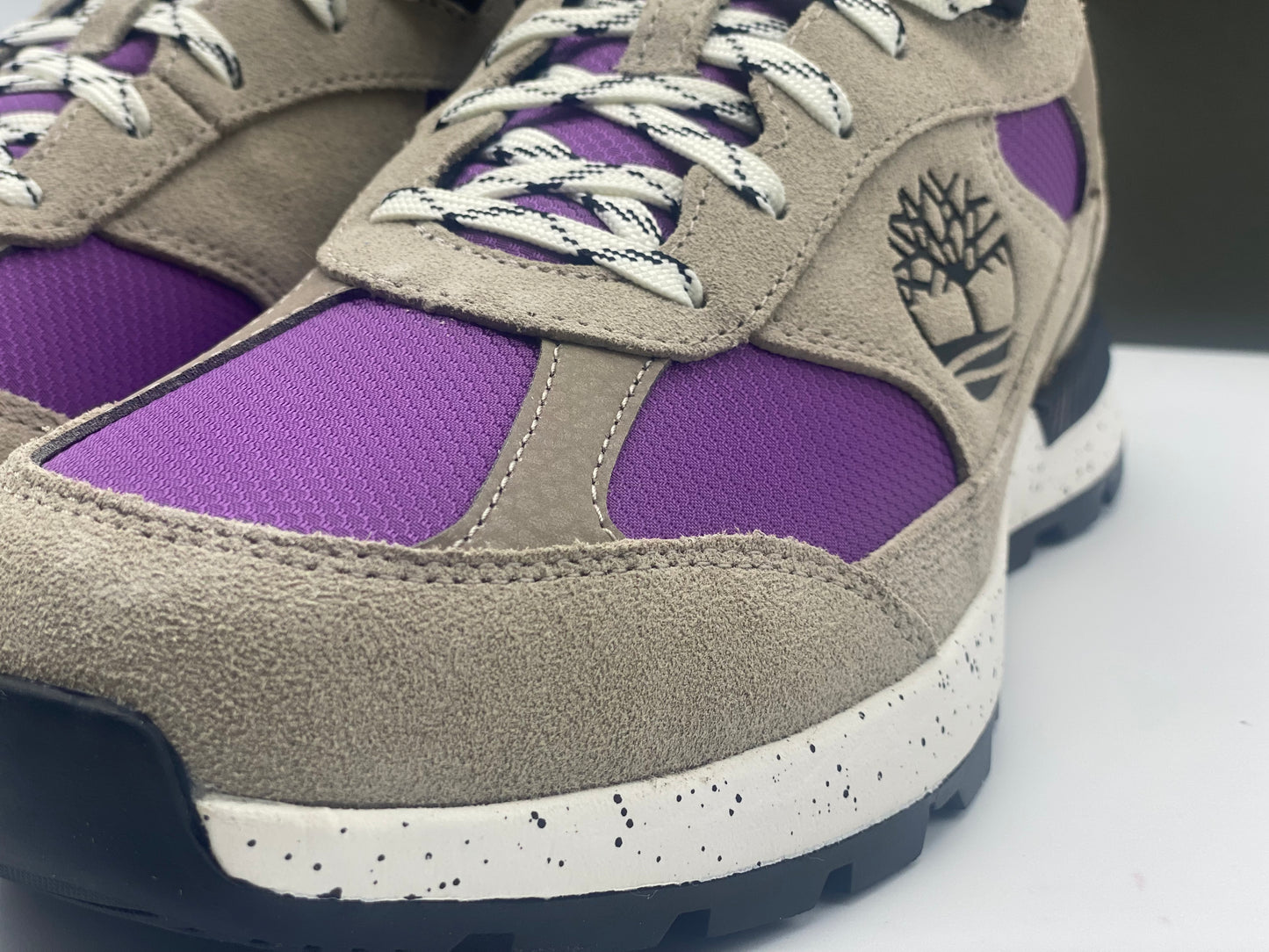 TIMBERLAND Baskets Field Trekker LF Low Hiker Light Taupe Suede With Purple