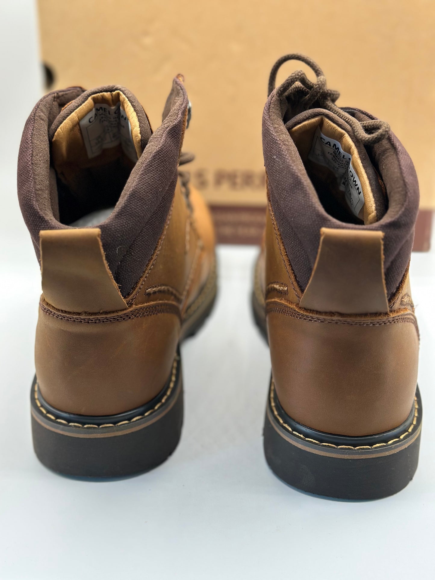 CAMEL CROWN Bottes à lacets Bottes de combat pour hommes Bottes de travail Bottes pour hommes Chaussures de travail en cuir Bottes de travail classiques à tige courte pour extérieur Bottes de loisirs antidérapantes