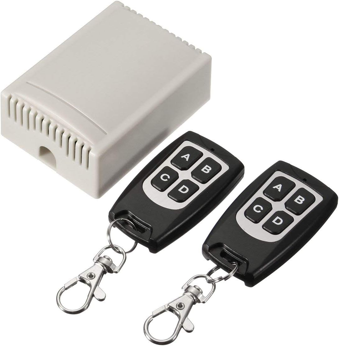 Télécommande radio 433 MHz Longue distance 12V 4CH Télécommande sans fil Interrupteur Relais 2 Transceivers avec 1 récepteur Télécommande pour fenêtre, porte de garage, voiture jouet