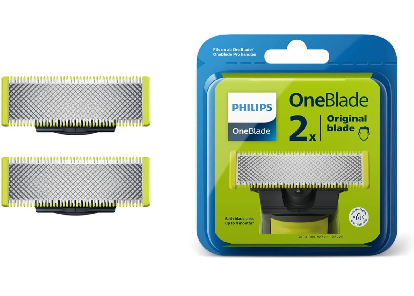 Philips OneBlade x2 Lames de remplacement en acier inoxydable compatible avec tous les rasoirs électriques OneBlade (modèle QP220/50)