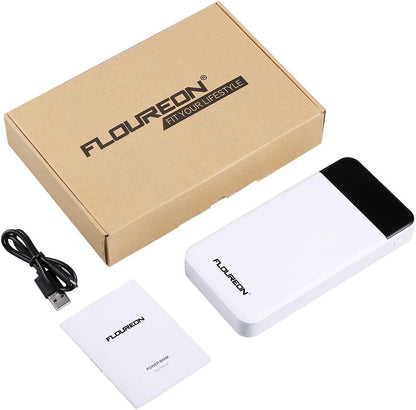 FLOUREON Batterie Externe 20000mAh Power Bank avec L’écran LED Chargeur Portable 2 Ports Entrées 2 Ports Sorties USB pour Téléphone Portable Tablette