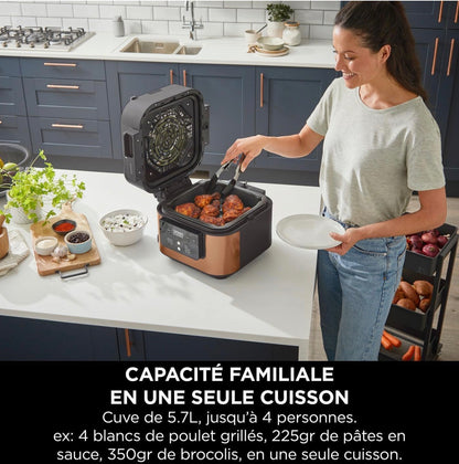 Ninja Speedi multicuiseur 10-en-1 vapeur/air,cuisson sans huile, nettoyage facile 5,7L, noir/cuivre