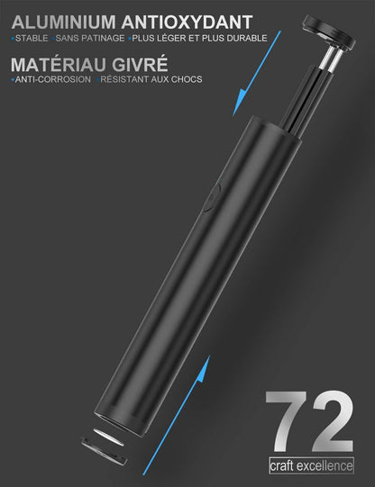 Perche Selfie Bluetooth 3 en 1 Ultra-Léger, Bâton Stick Réglable Télescopique, pour iPhone XS/XS Max/XR/X / 8 / 8P / 7 / 7P / 6s / 6/5, Galaxy S9 / 8/7/6 / Note, Huawei, Nubia, Xiaomi