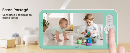 Babyphone Caméra 2K 5" PTZ 355°Camera Bebe,détection des Mouvements, Suivi Automatique neuf